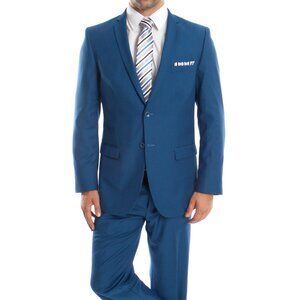 Solid French Blue 2 Piece Slim Fit Tazzio Men's Suit